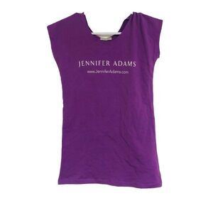 Jennifer Adams T-Shirt Women's Spellout Cap Sleeve Tee Top Purple Size Medium